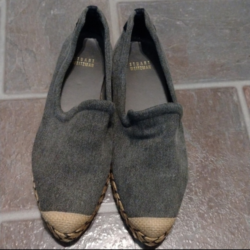 Stuart Weitzman dark denim espadrilles flats size 6.5 BWOT